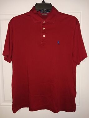 Red Ralph Lauren Pima Cotton Polo w/contrasting Blue Pony Size Medium